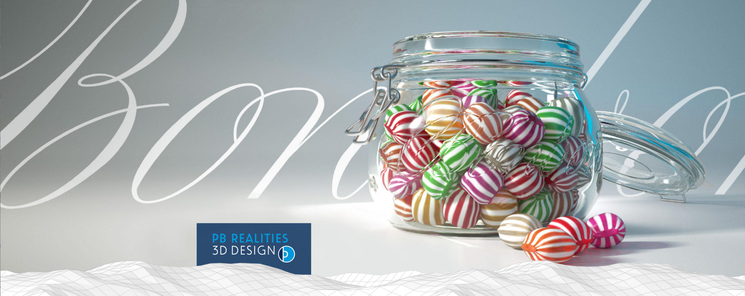 3D Design of a glass filled with sweets